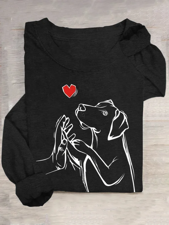 Dog Cotton-Blend Loose Casual T-Shirt