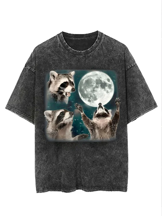 Raccoon printed washed T-shirt