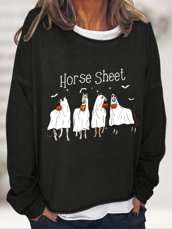 Horse Sheet Ghost Horses Funny Halloween Casual Sweatshirt