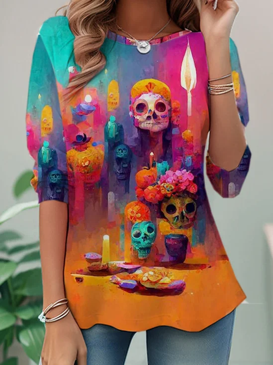 Casual Loose Halloween Crew Neck T-Shirt