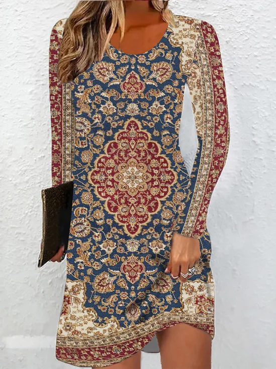 Ethnic Jersey Casual Dress