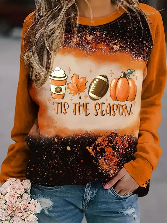 Halloween printed casual long sleeved round neck sweatshirt