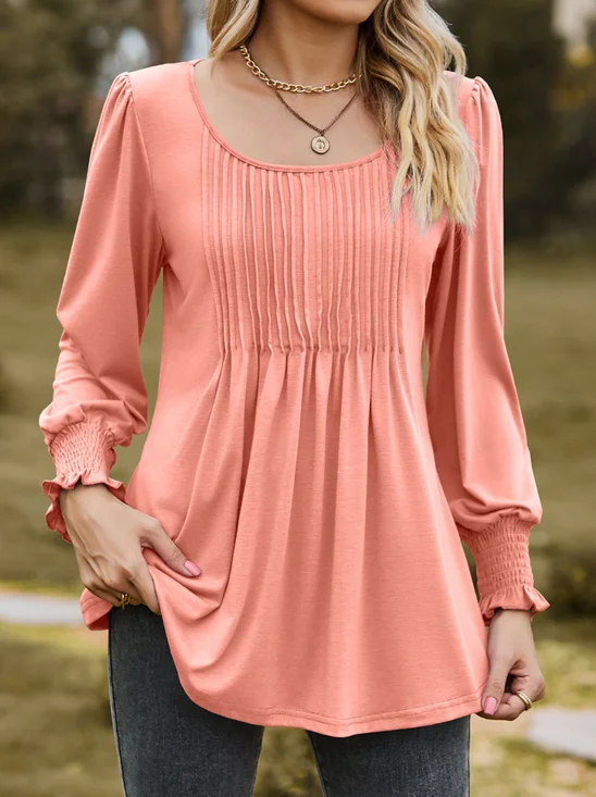 Jersey Casual Pleated T-Shirt