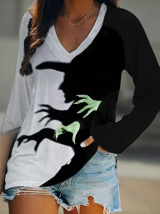Halloween V Neck Loose Casual T-Shirt