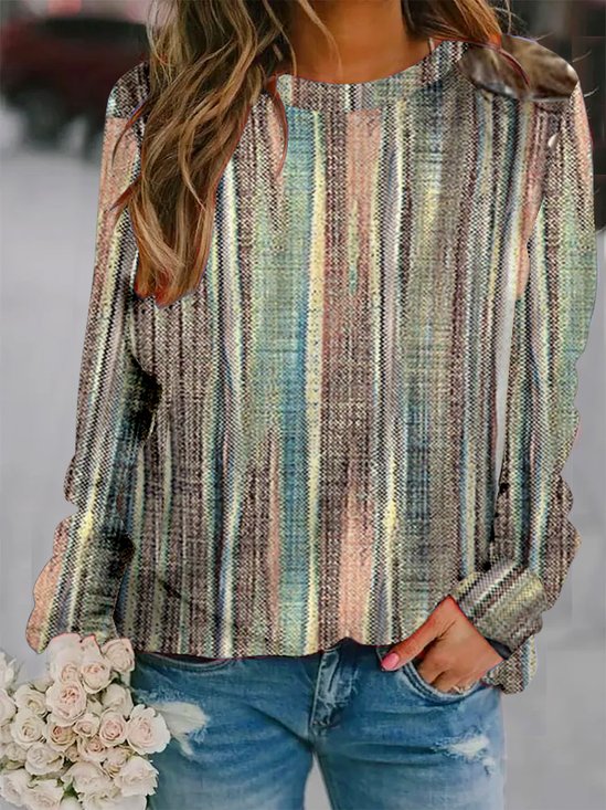 Casual Abstract Stripes Sweatshirt