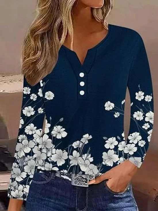 Casual Floral Buckle T-Shirt