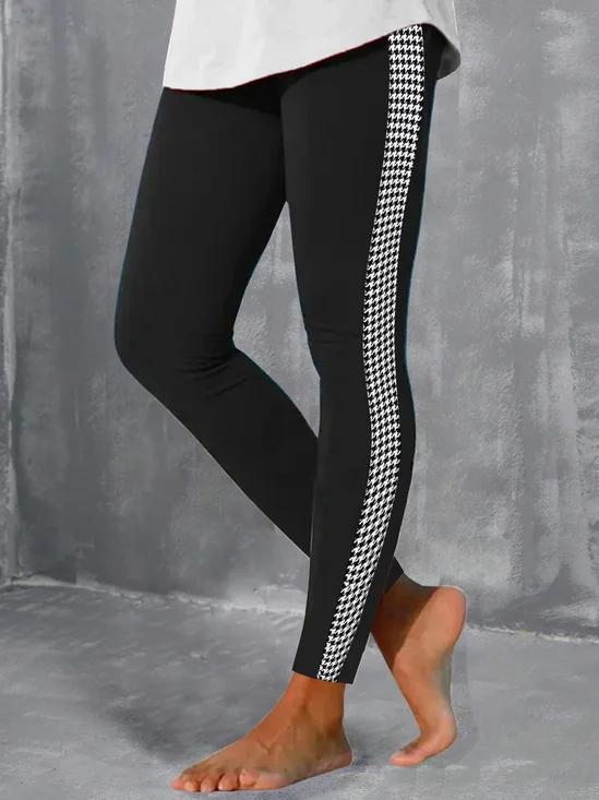 Tight Houndstooth Casual Leggings