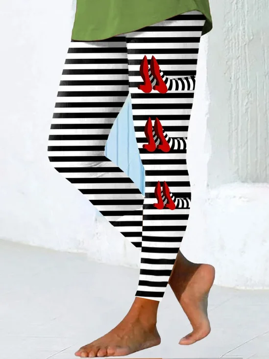 Halloween Witch Stripe Design Leggings