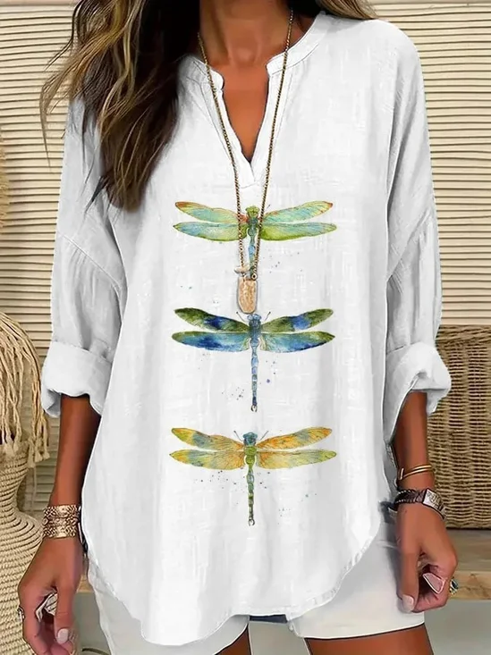 Dragonfly Casual Notched Blouse