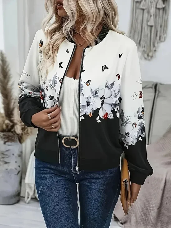 Glitter Floral Loose Casual Jacket