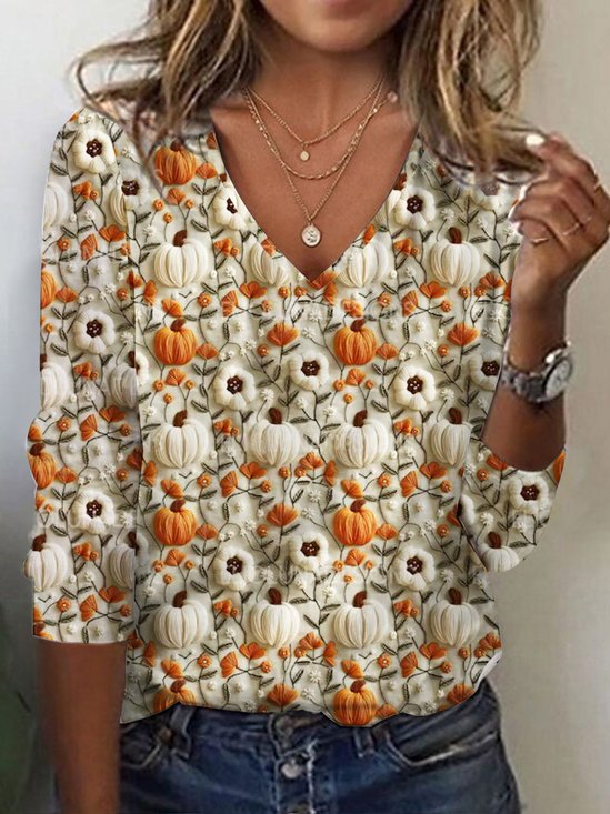 Halloween Pumpkin Print Sweatshirt
