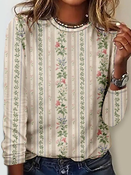 Floral Casual Crew Neck T-Shirt