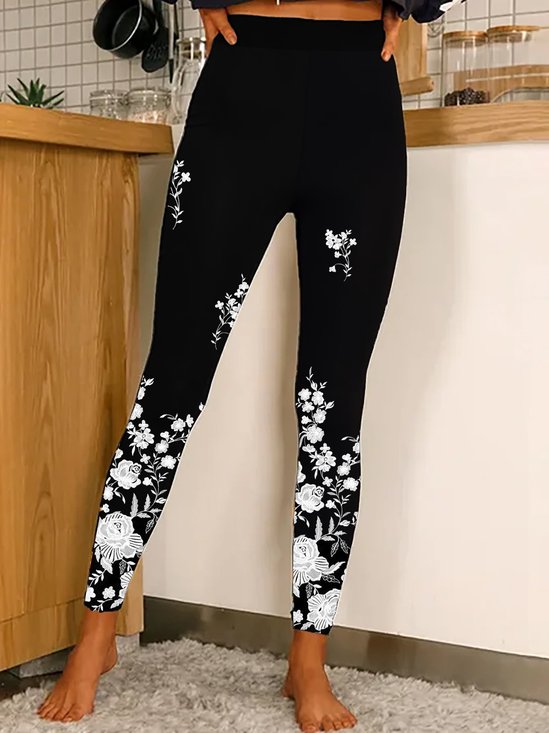 Casual Tight Floral Jersey Leggings