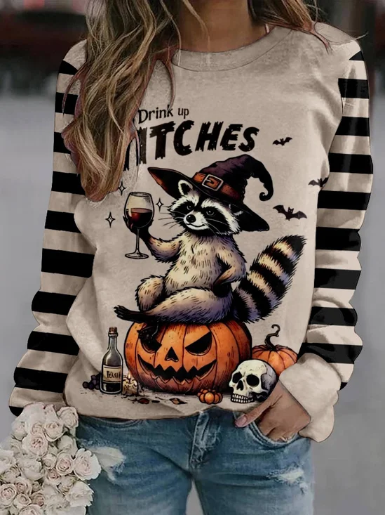 Halloween Drink Up Witches raccoon  Sweatshirt