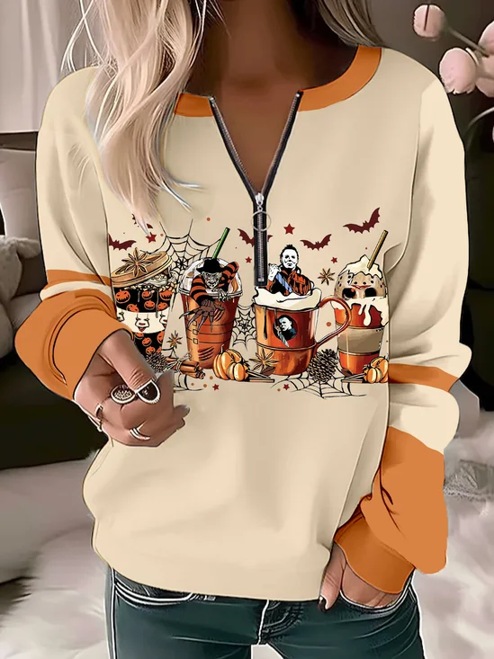 Casual Crew Neck Loose Halloween Sweatshirt