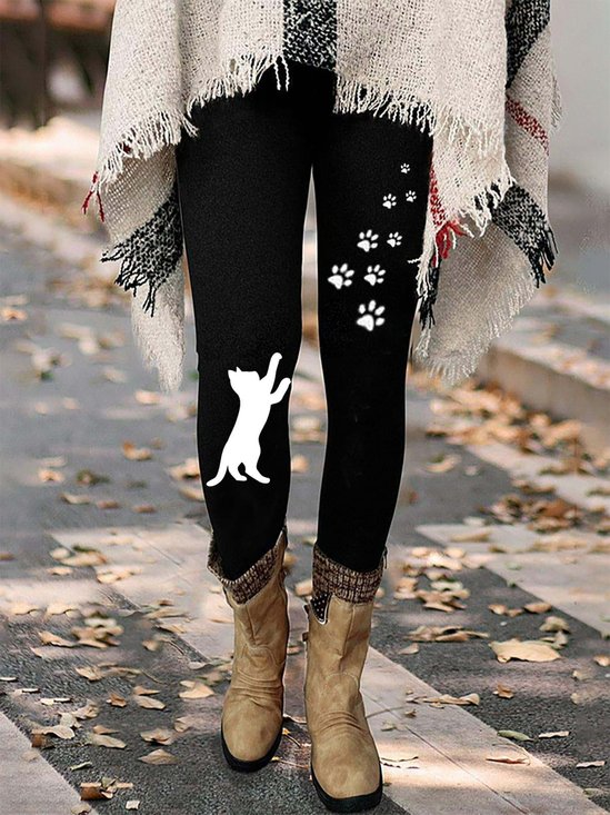 Cat Casual Jersey Leggings