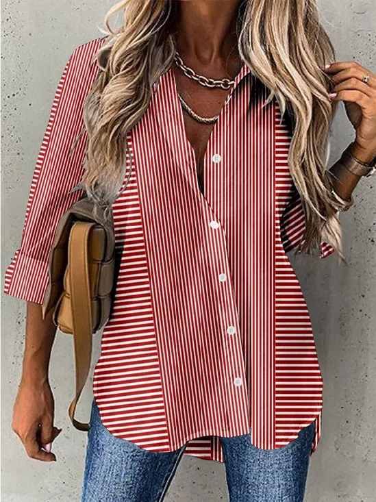 Loose Buttoned Shirt Collar Casual Shirt