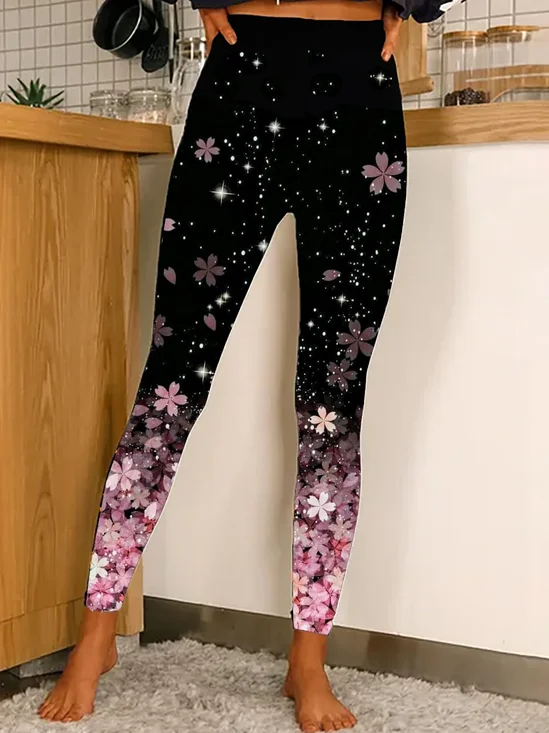 Floral Jersey Tight Casual Leggings