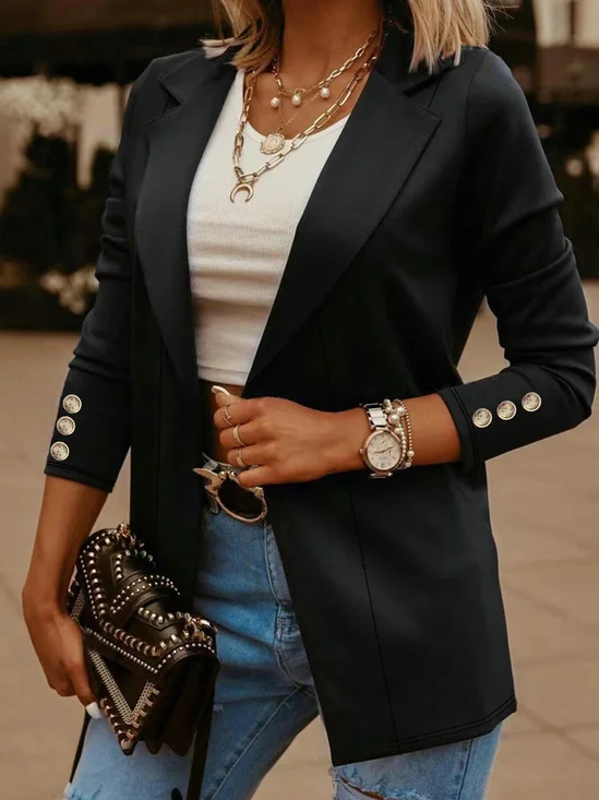 Loose Casual Buckle Plain Blazer