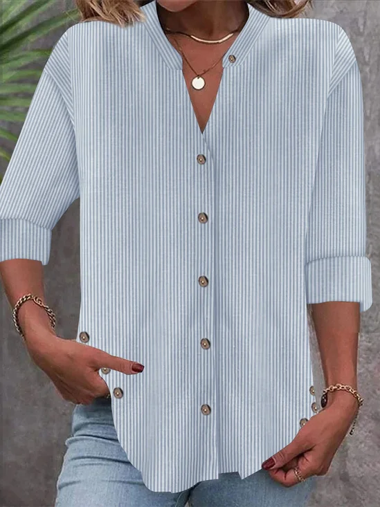 Women Striped Casual Daily Loose Long Sleeve Shirts