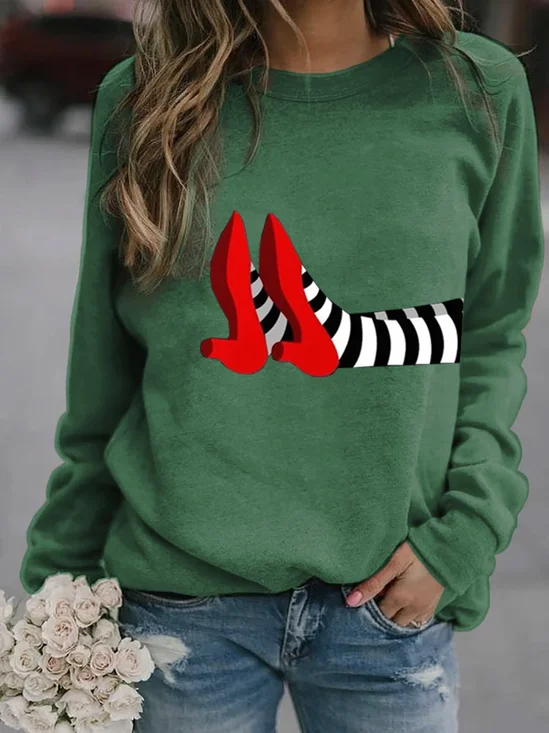 Women's Halloween Red Shoes Print Sweatshirt