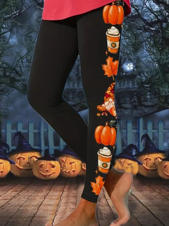 Halloween pumpkin print women's tight leggings