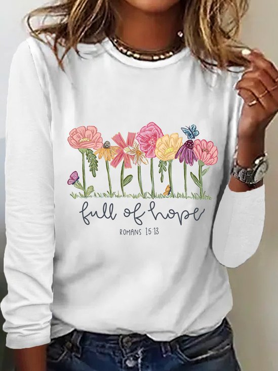 Hope Christian Jesus Faith Bible Verse Casual Long Sleeve Shirt