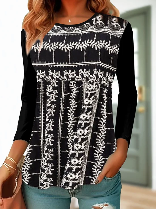 Ethnic pattern casual women's T-shirt