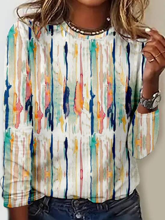 Casual Abstract Stripes T-Shirt