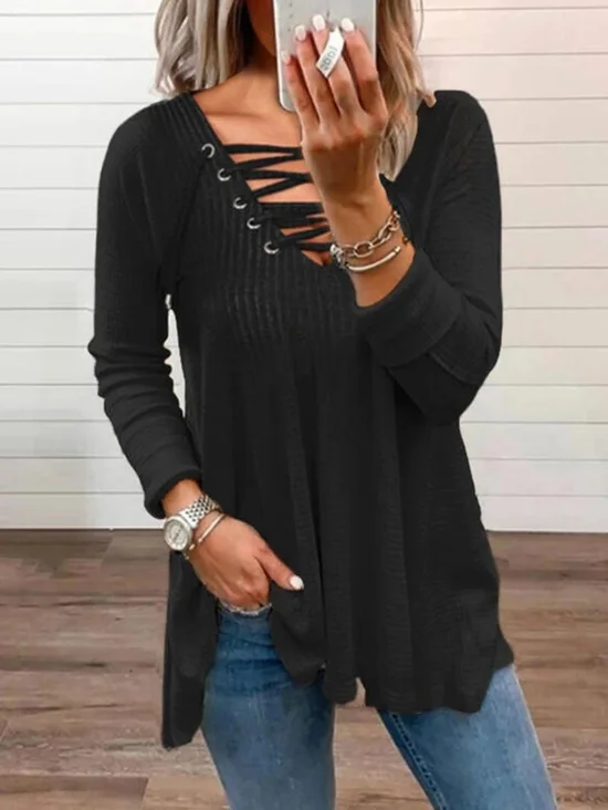 Cross Neck Casual Blouse