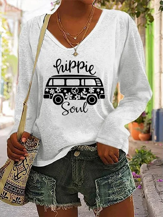 V Neck Hippie Soul Vintage T-Shirt