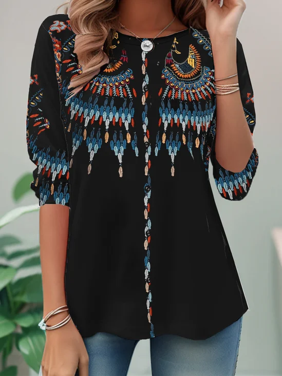 Vintage Jersey Ethnic Loose T-Shirt