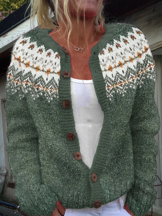 Vintage Felman Island Snowflake Button Sweater Cardigan