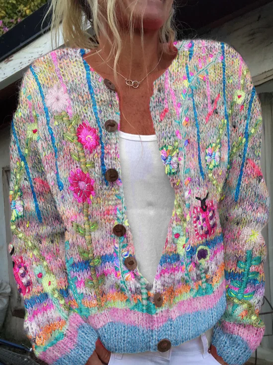 Vintage floral button cardigan