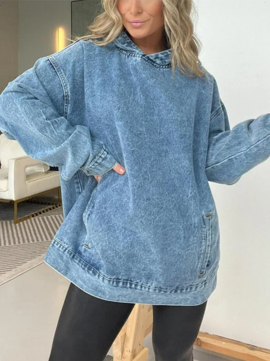Hoodie Loose Casual Denim Hoodie