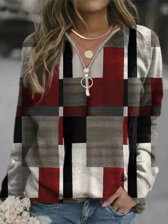 Loose Casual Zipper Sweatshirt
