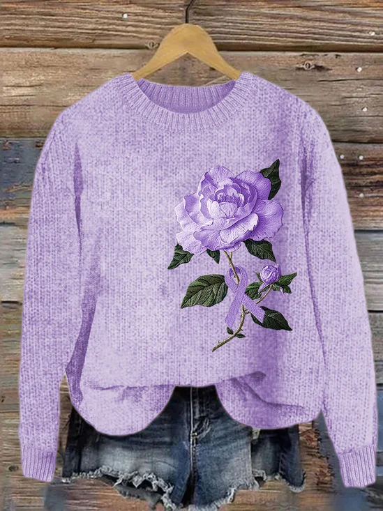 Alzheimer's Rose Knitted Sweater