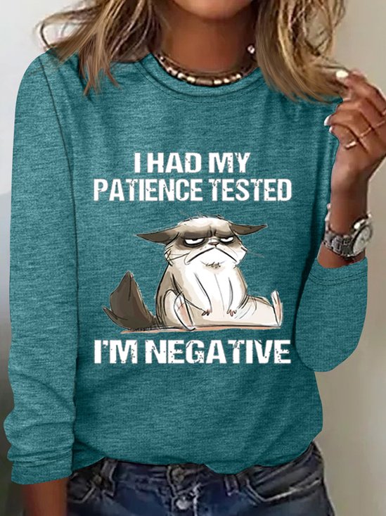 I Had My Patience Tested I'm Negative Casual Long Sleeve Shirt