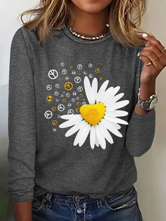 Casual Crew Neck Hippie T-Shirt