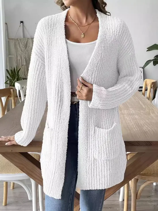 Plain Loose Wool/Knitting Casual Cardigan