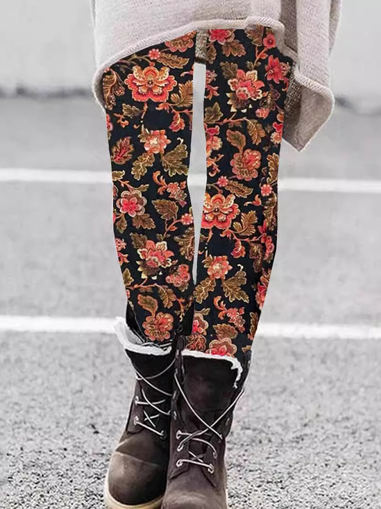 Vintage Floral Jersey Leggings