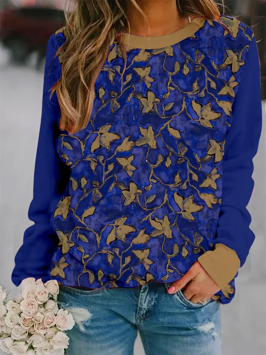 Loose Ethnic Crew Neck Vintage Sweatshirt
