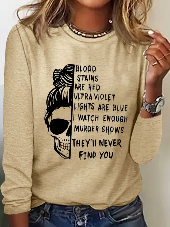 Skeleton print casual T-shirt
