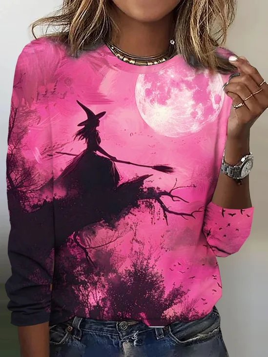 Witch print round neck T-shirt