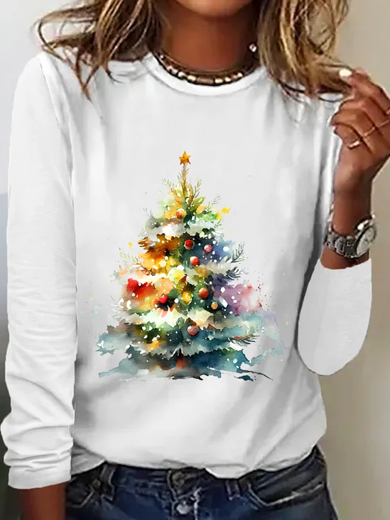 Christmas Tree Casual Long Sleeve Shirt