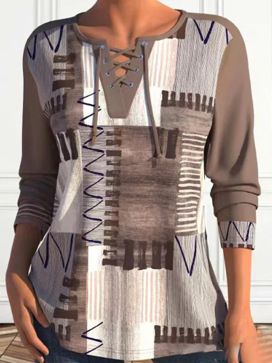 Others Casual Geometric Jersey Blouse