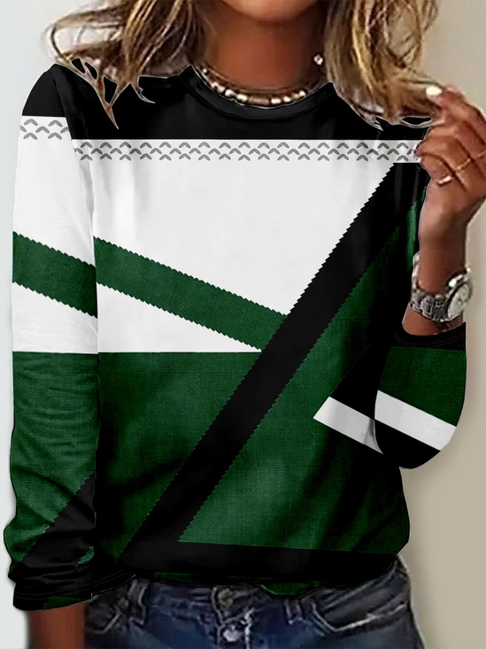 Geometric Casual Jersey T-Shirt