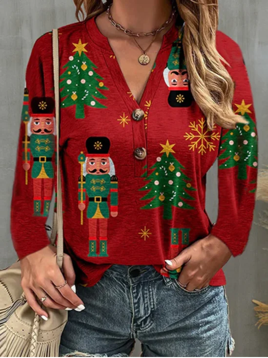 Crew Neck Casual Christmas T-Shirt