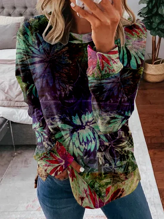 Crew Neck Casual Zipper Sweatshirt