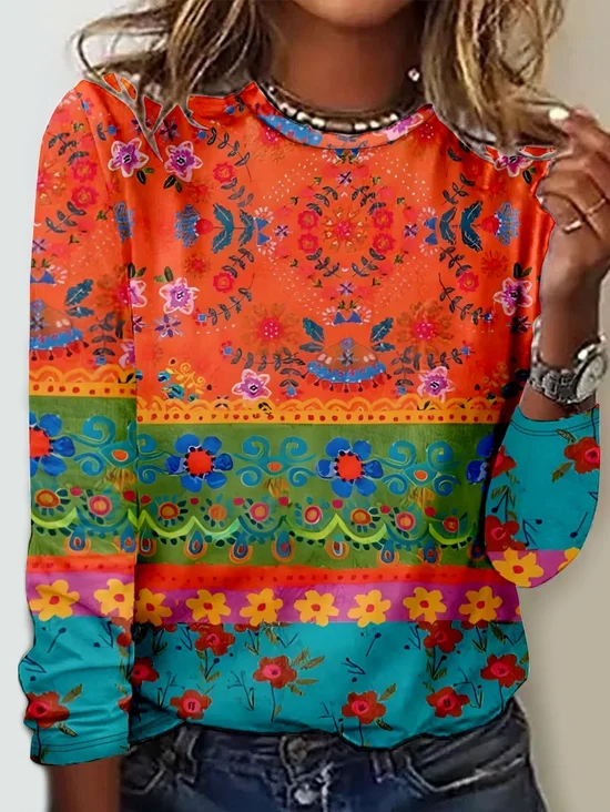 Abstract graphic 3D Printing Crew Neck Casual Long Sleeve Shirt